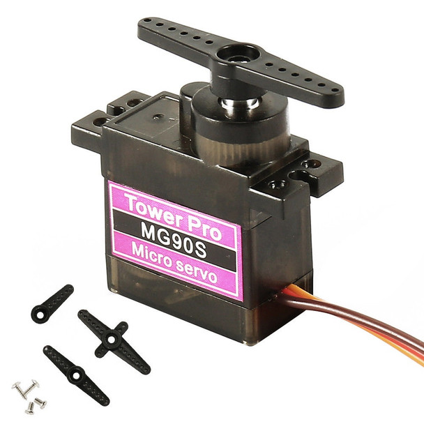 Features: - Metal Gear - Full Ball Bearing - Light Weight - Less Noise - Connector Wire Length 250mm Products Description: For: Mini Car / Mini Ship / Helicopter & Airplane Model: MG90S SG90 upgraded version Weight: 12G Speed: 4.8V&0.10sec/60 degrees; 6.0V&0.09sec/60 degree Torque: 4.8V&1.6KG-cm; 6.0V&1.8kg-cm Voltage: 4.8V6.0V Connector Wire Length 250mm Dimension: 22.6mm x 12.1mm x 22.5mm Dead Band Width: 5 usec Interface Specifications: JR / FP General Accessories: Multi-arm, fixing screws Scope: Helicopters KT, fluttering, gliding, small robots, and other models Recommend Model: Mini Car / Mini Ship / Helicopter & Airplane Shipping list: 1 * MG90S Full Metal Gear Mini Micro Servo